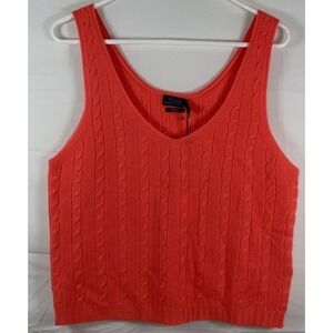NWT‎ Women Polo Ralph Lauren 100% Cashmere Cable Knit Sweater Tank Top Pink XL